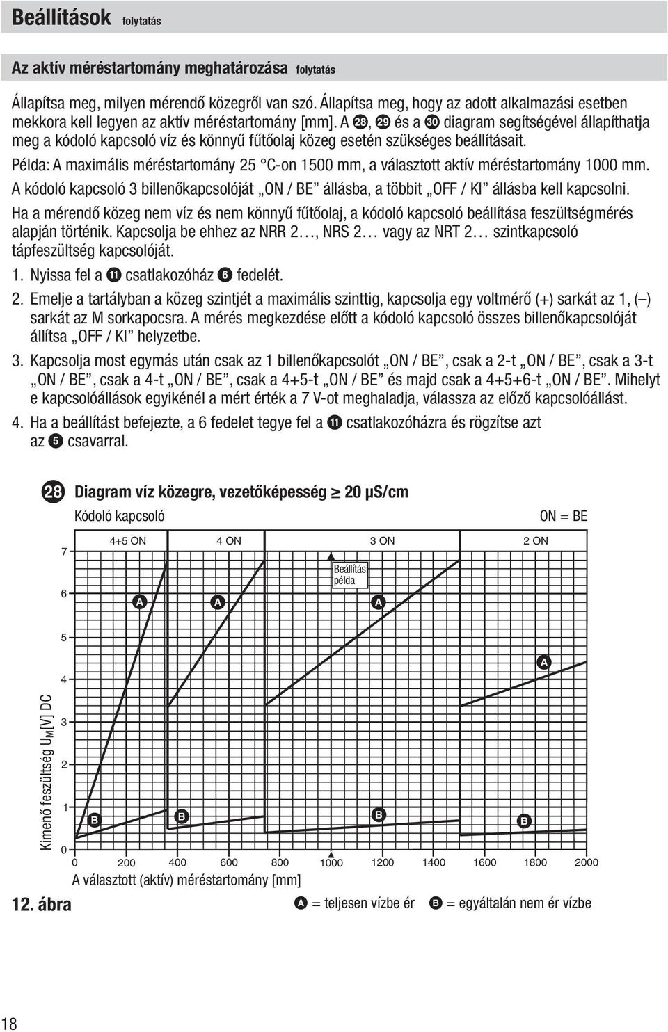 A r, s és a t diagram segítségével állapíthatja meg a kódoló kapcsoló víz és könnyű fűtőolaj közeg esetén szükséges beállításait.