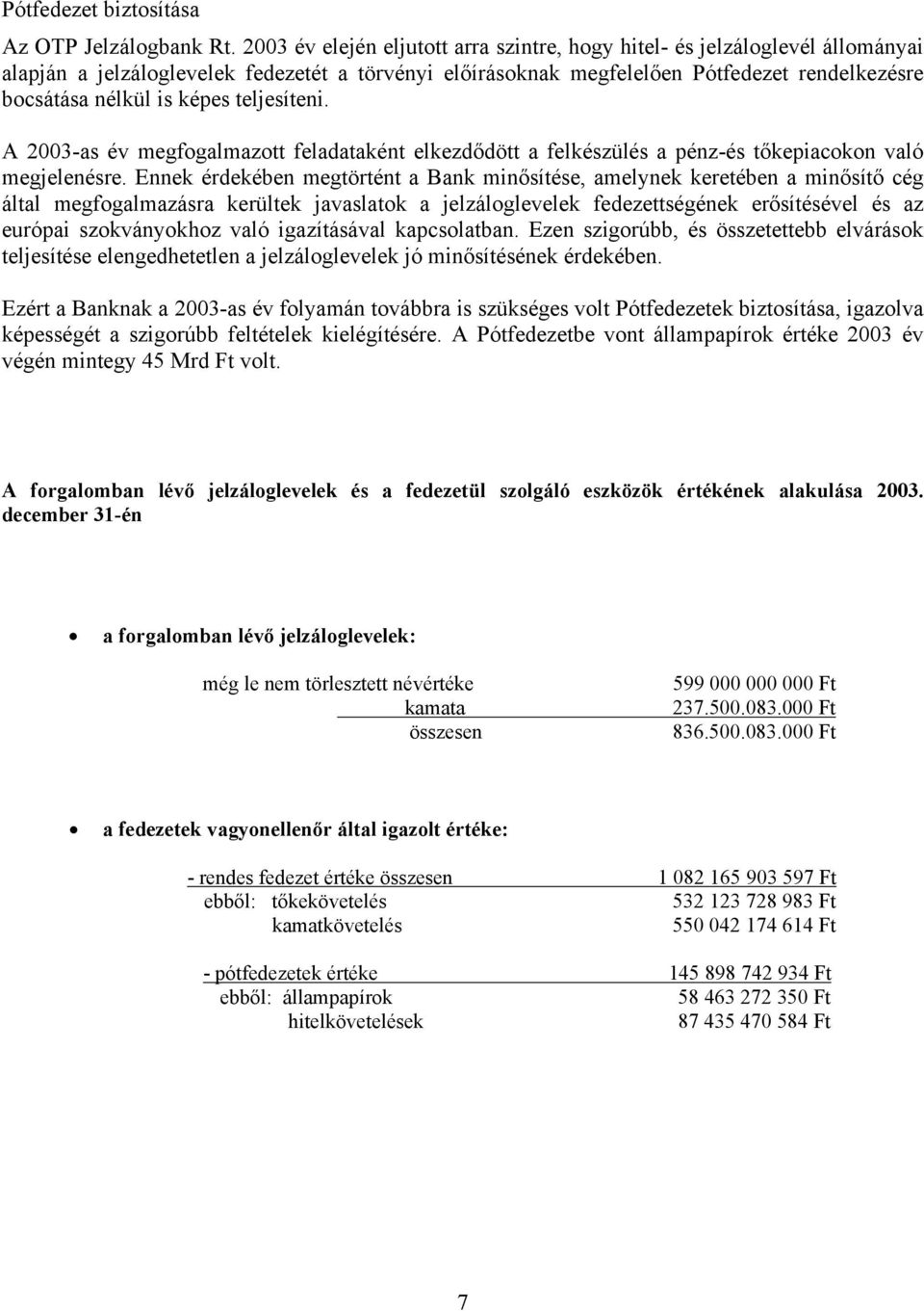 képes teljesíteni. A 2003-as év megfogalmazott feladataként elkezdődött a felkészülés a pénz-és tőkepiacokon való megjelenésre.