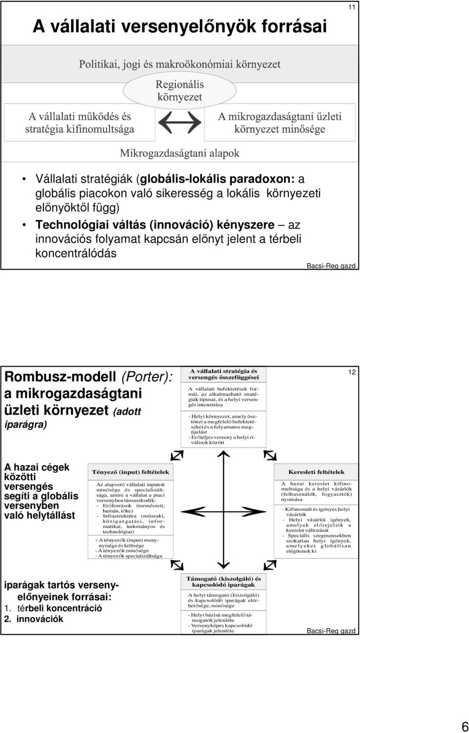 összefüggései A vállalati befektetések formái, az alkalmazható stratégiák típusai, és a helyi versengés intenzitása - Helyi környezet, amely ösztönzi a megfelelı befektetéseket és a folyamatos