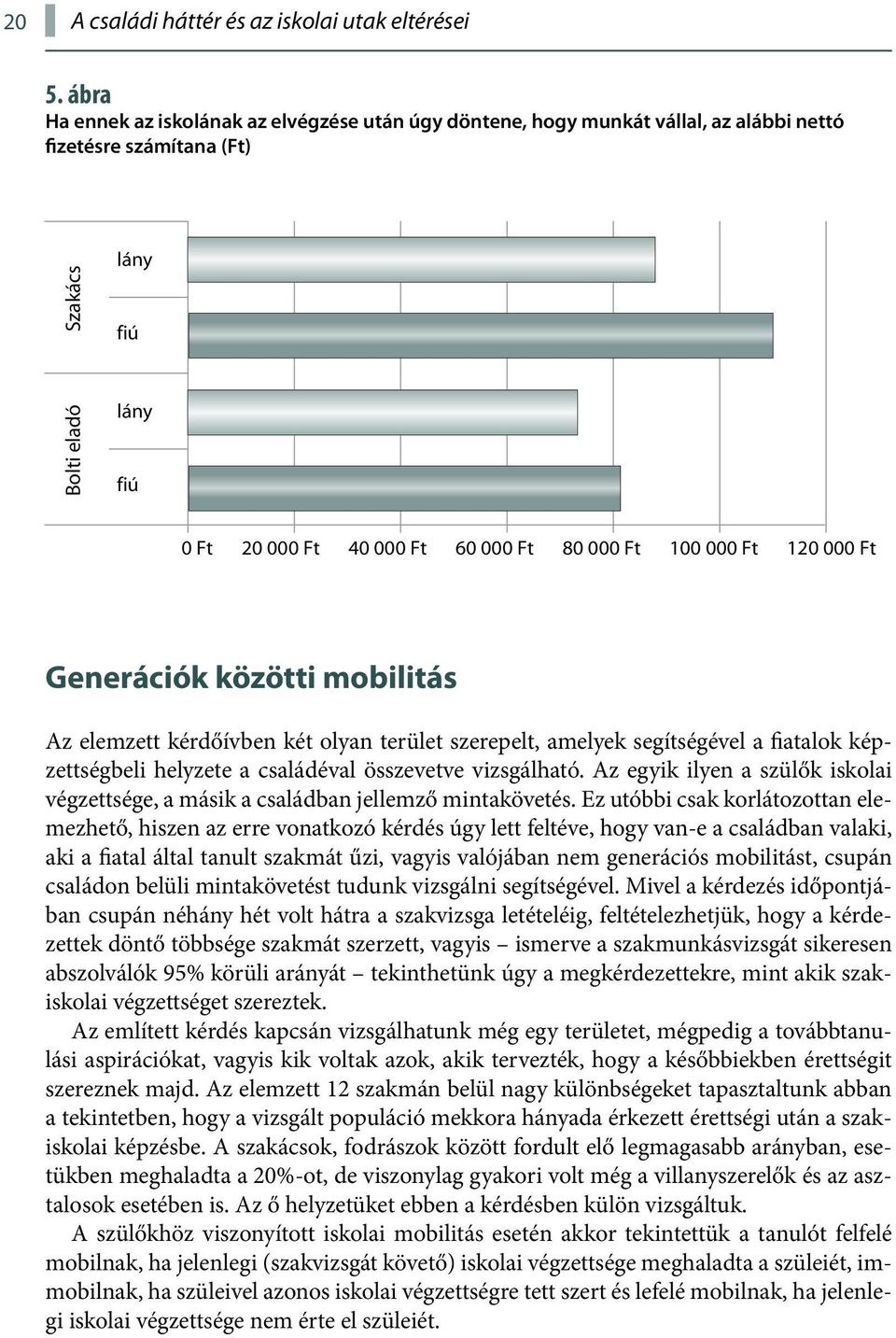 közötti mobilitás Az elemzett kérdőívben két olyan terület szerepelt, amelyek segítségével a fiatalok képzettségbeli helyzete a családéval összevetve vizsgálható.