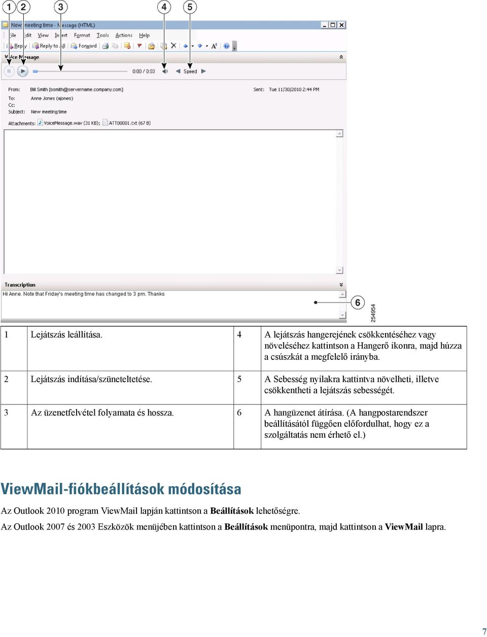 A hangüzenet átírása. (A hangpostarendszer beállításától függően előfordulhat, hogy ez a szolgáltatás nem érhető el.