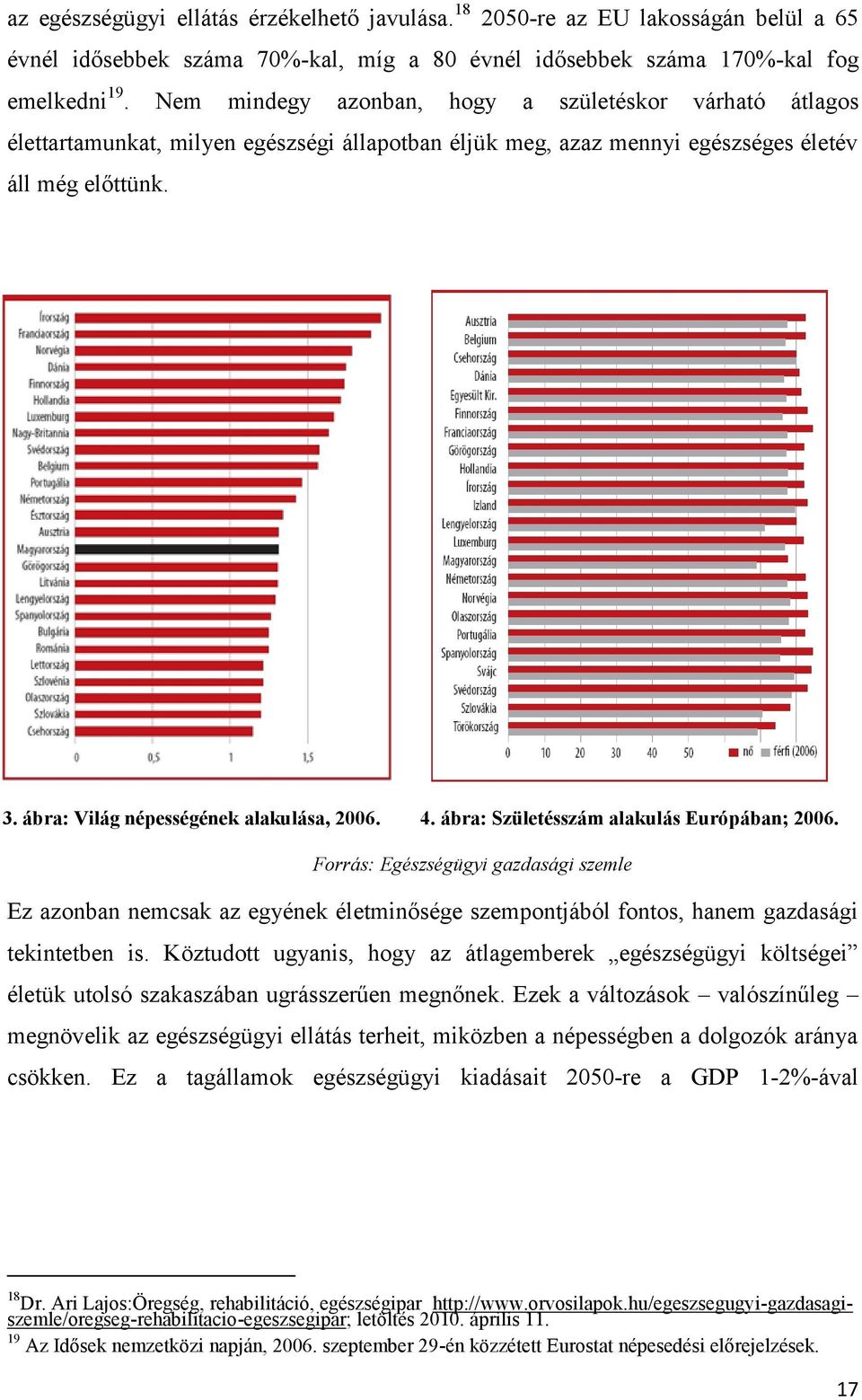 ábra: Világ népességének alakulása, 2006. 4. ábra: Születésszám alakulás Európában; 2006.