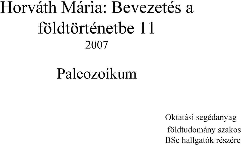 Paleozoikum Oktatási