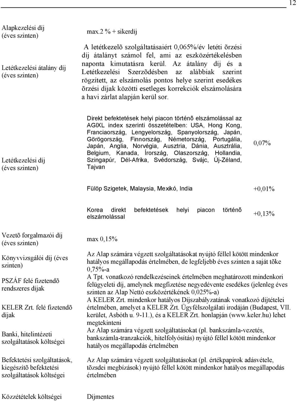 Az átalány díj és a Letétkezelési Szerzõdésben az alábbiak szerint rögzített, az elszámolás pontos helye szerint esedékes õrzési díjak közötti esetleges korrekciók elszámolására a havi zárlat alapján