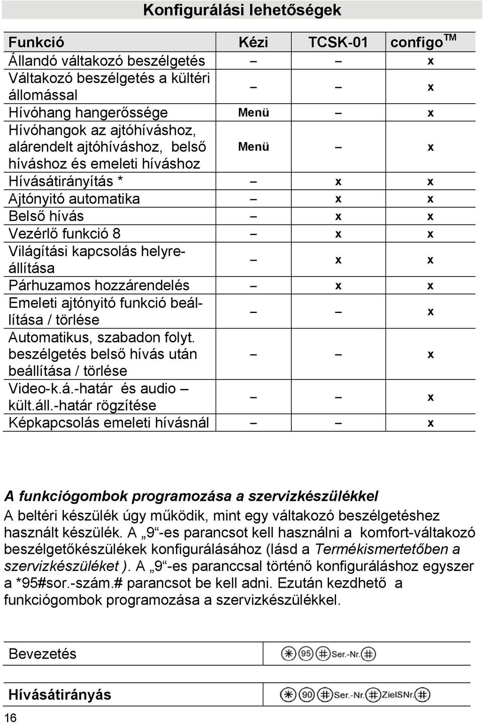 Párhuzamos hozzárendelés x x Emeleti ajtónyitó funkció beállí