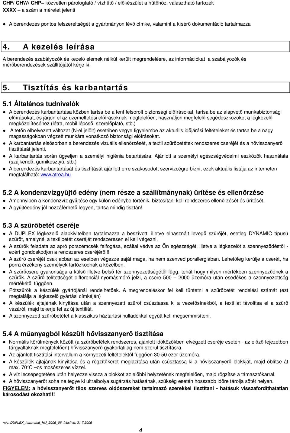 5. Tisztítás és karbantartás 5.