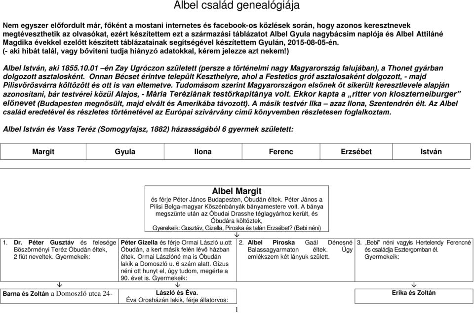 Albel család genealógiája - PDF Free Download
