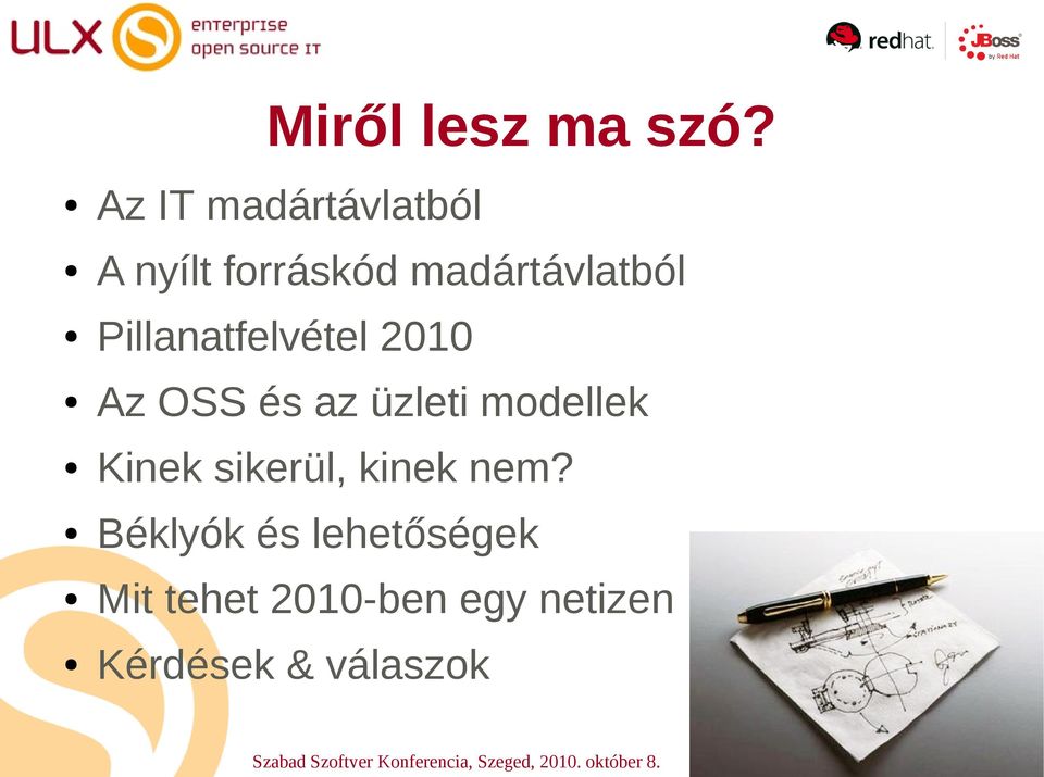 Pillanatfelvétel 2010 Az OSS és az üzleti modellek