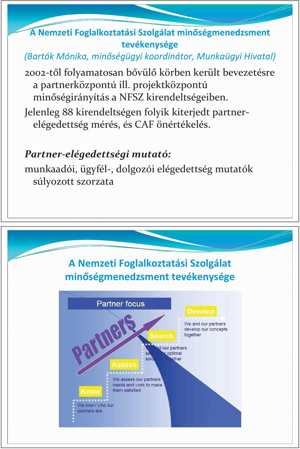 projektközpontú min ségirányítás a NFSZ kirendeltségeiben.