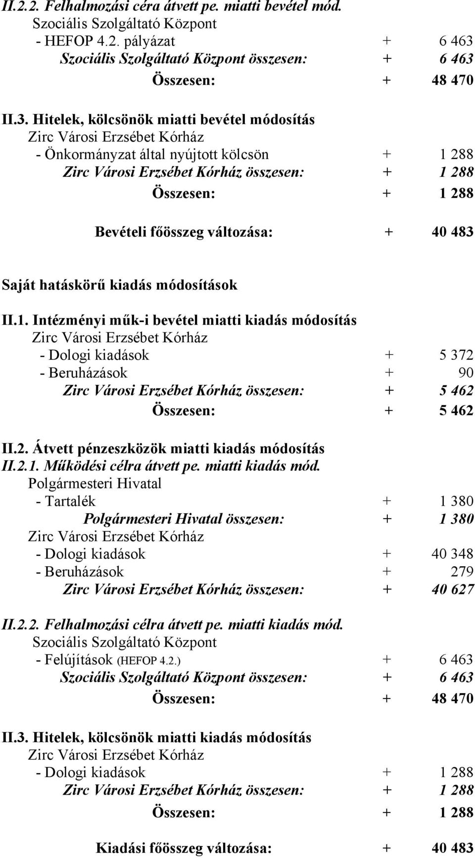 Összesen: + 48 470 II.3.