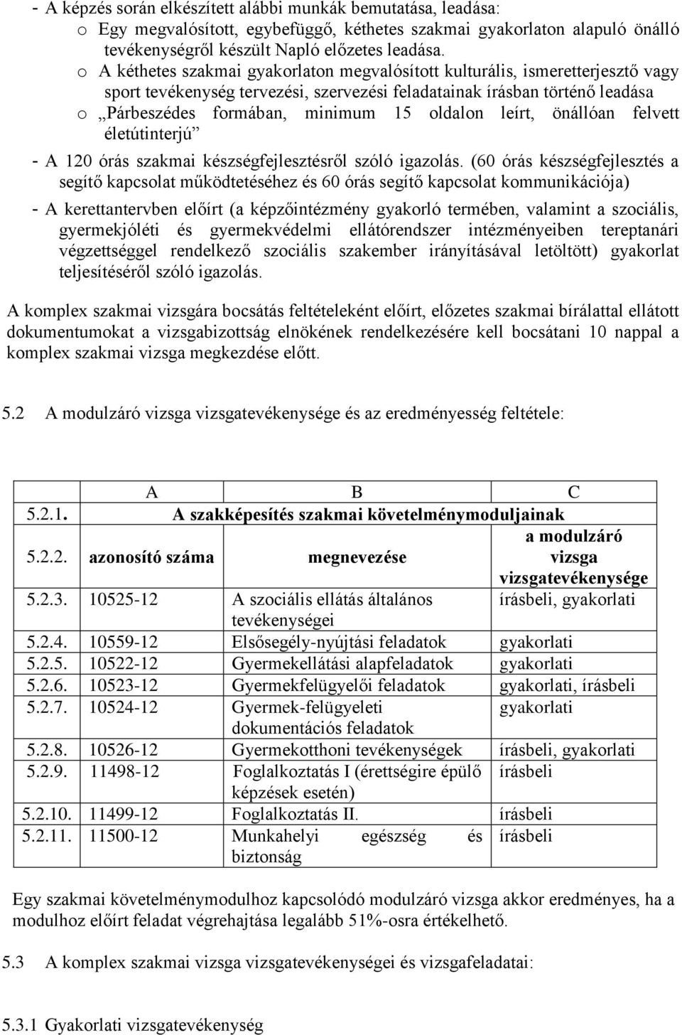 oldalon leírt, önállóan felvett életútinterjú - A 120 órás szakmai készségfejlesztésről szóló igazolás.