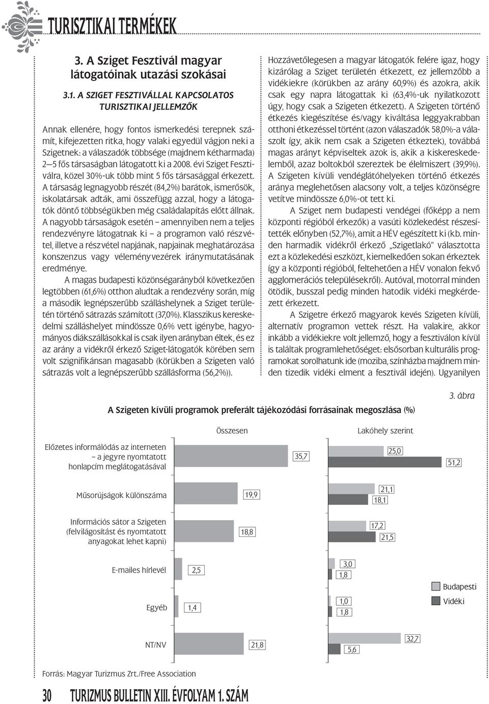 (majdnem kétharmada) 2 5 fős társaságban látogatott ki a 2008. évi Sziget Fesztiválra, közel 30%-uk több mint 5 fős társasággal érkezett.