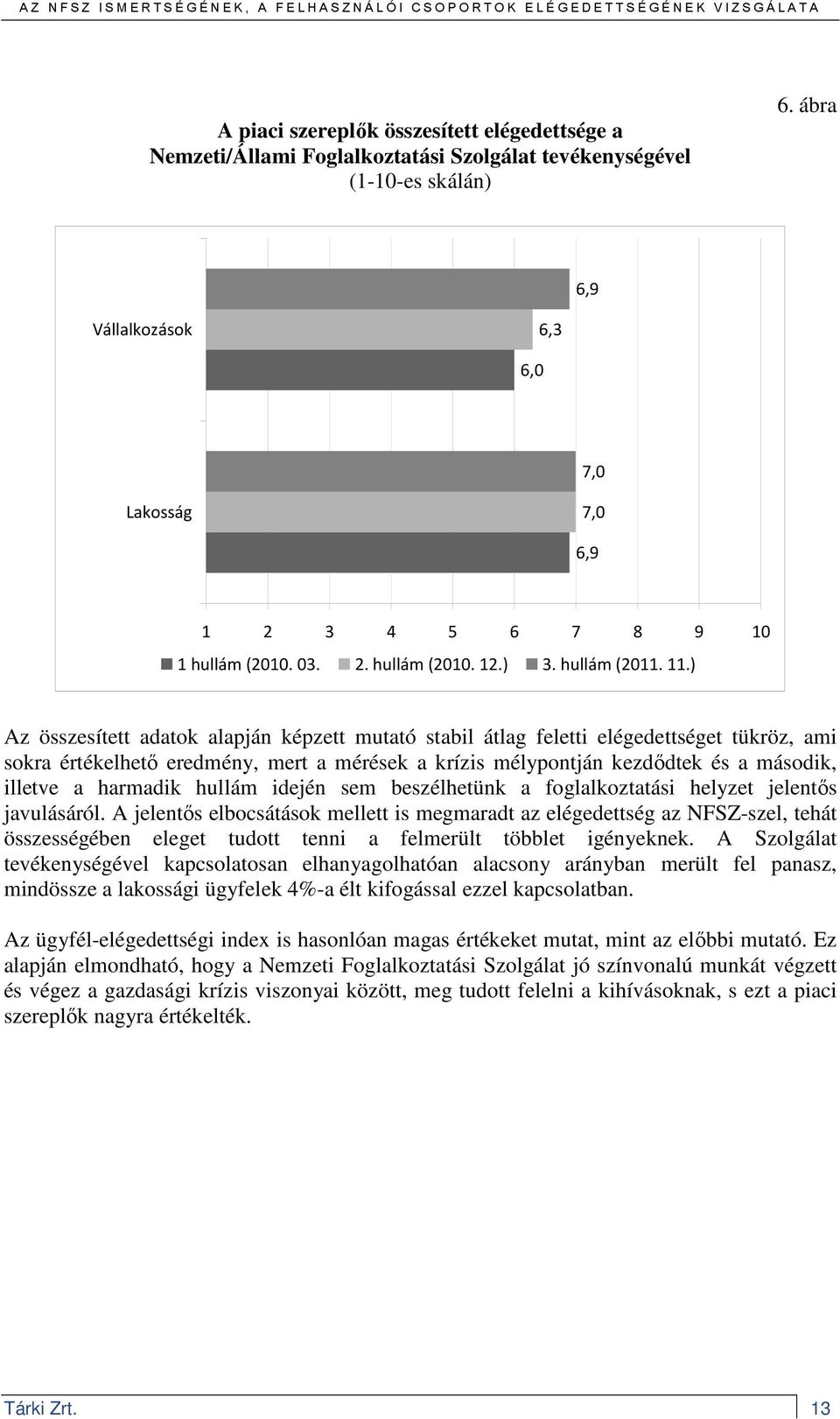 ) Az összesített adatok alapján képzett mutató stabil átlag feletti elégedettséget tükröz, ami sokra értékelhetı eredmény, mert a mérések a krízis mélypontján kezdıdtek és a második, illetve a