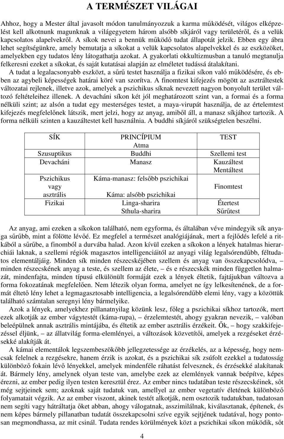 Ebben egy ábra lehet segítségünkre, amely bemutatja a síkokat a velük kapcsolatos alapelvekkel és az eszközöket, amelyekben egy tudatos lény látogathatja azokat.
