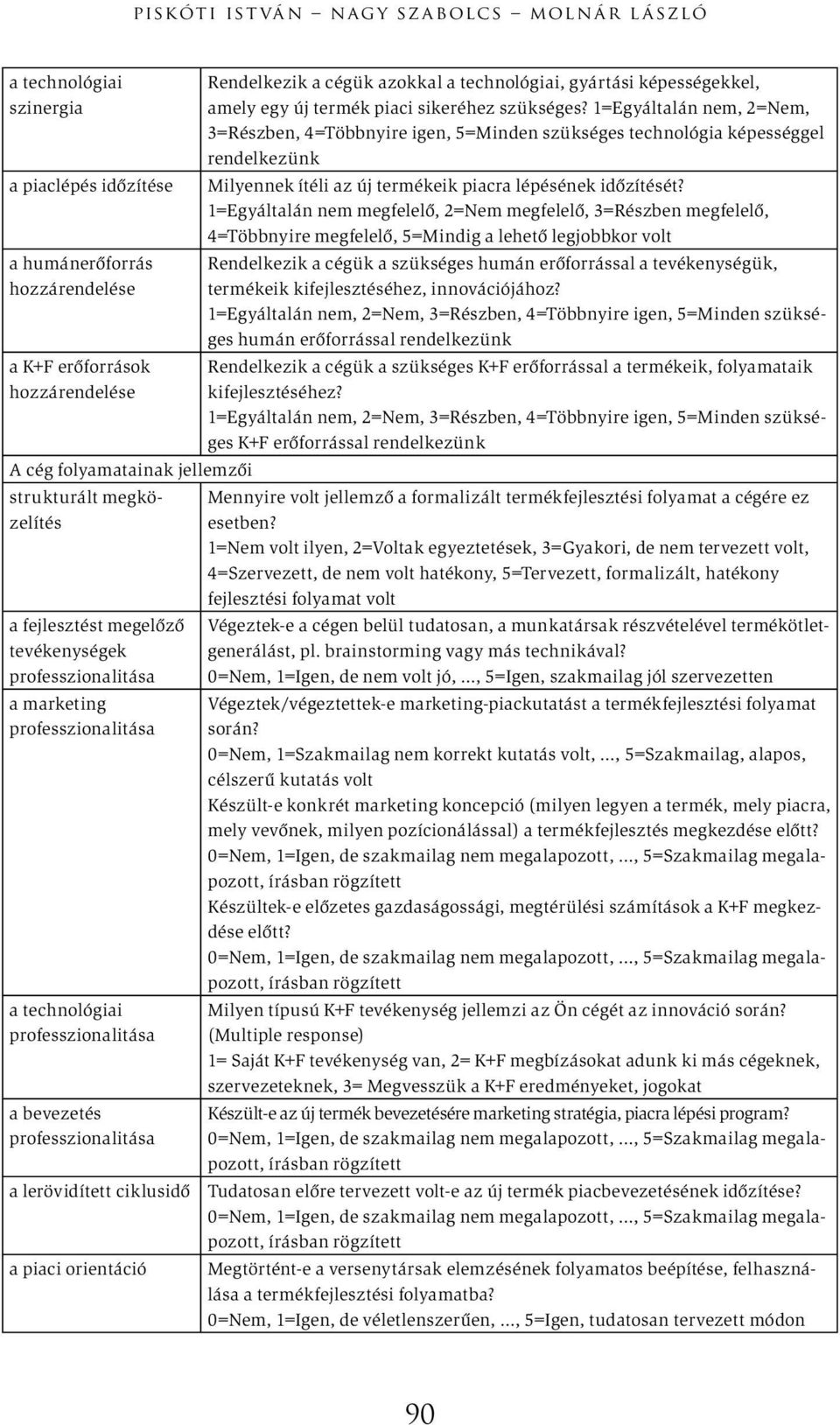 orientáció Rendelkezik a cégük azokkal a technológiai, gyártási képességekkel, amely egy új termék piaci sikeréhez szükséges?