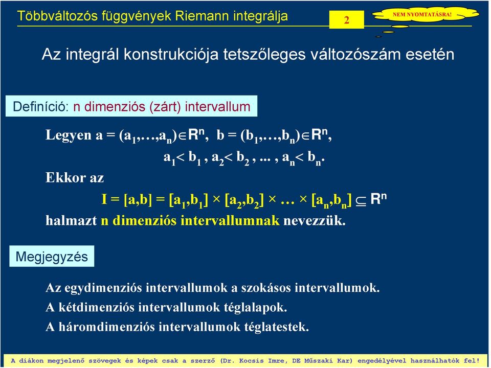 Többváltozós függvények Riemann integrálja - PDF Ingyenes letöltés