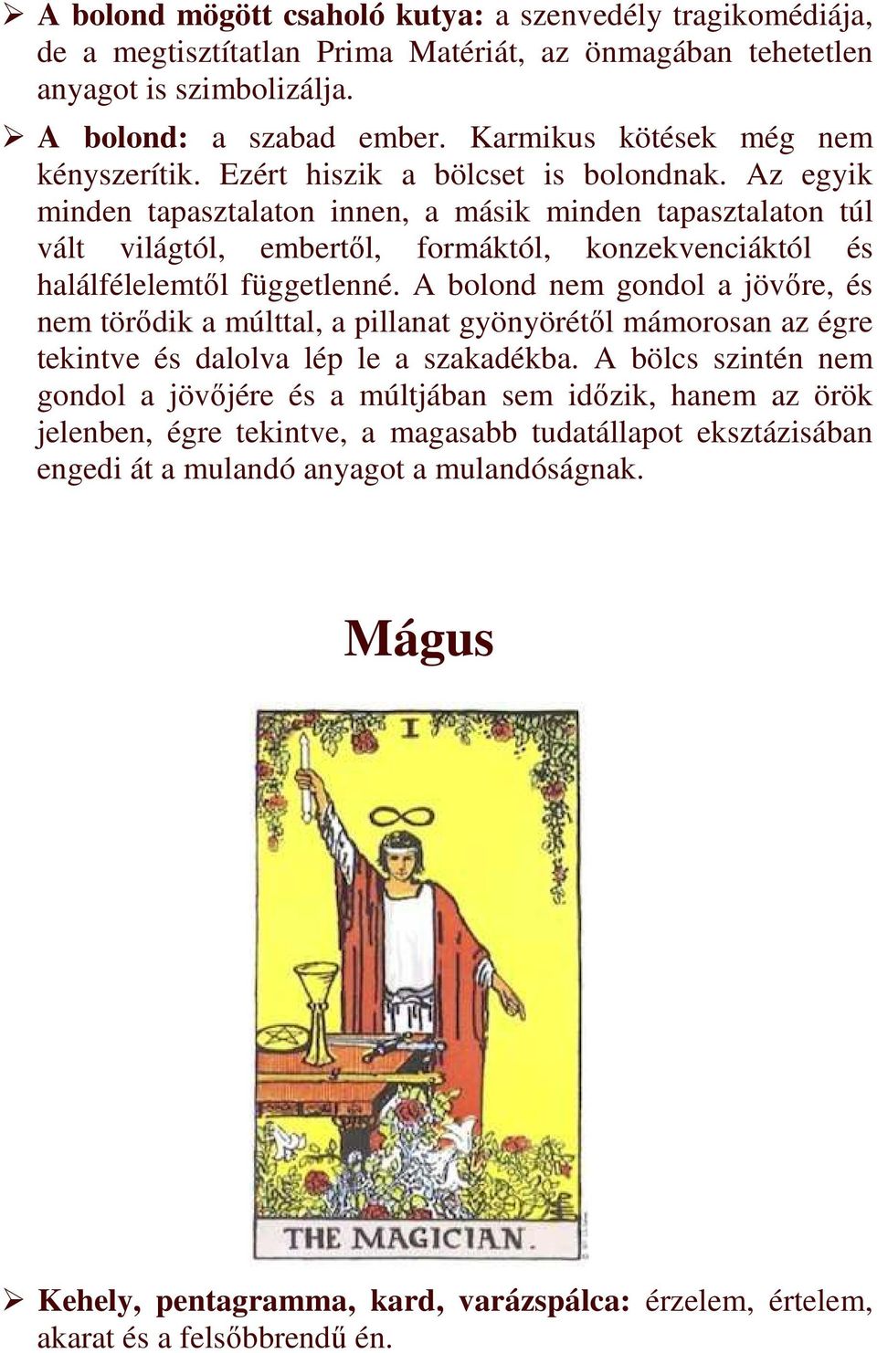 Rider Waite Tarot kártya általános szimbólumai. Bolond - PDF Free Download