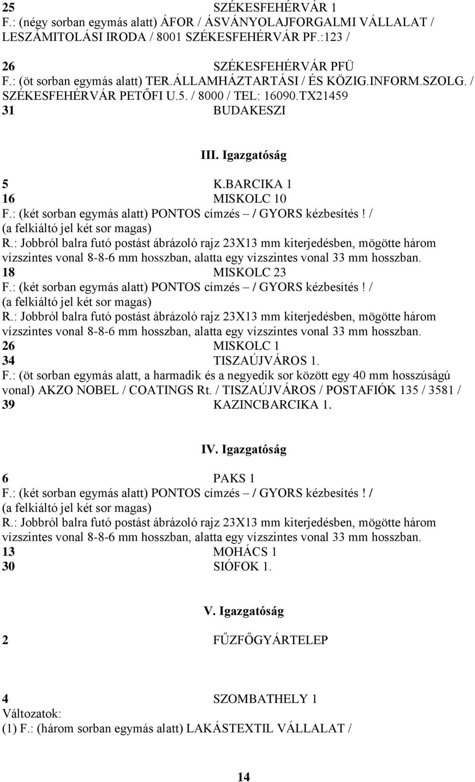 : (két sorban egymás alatt) PONTOS címzés / GYORS kézbesítés! / (a felkiáltó jel két sor magas) R.