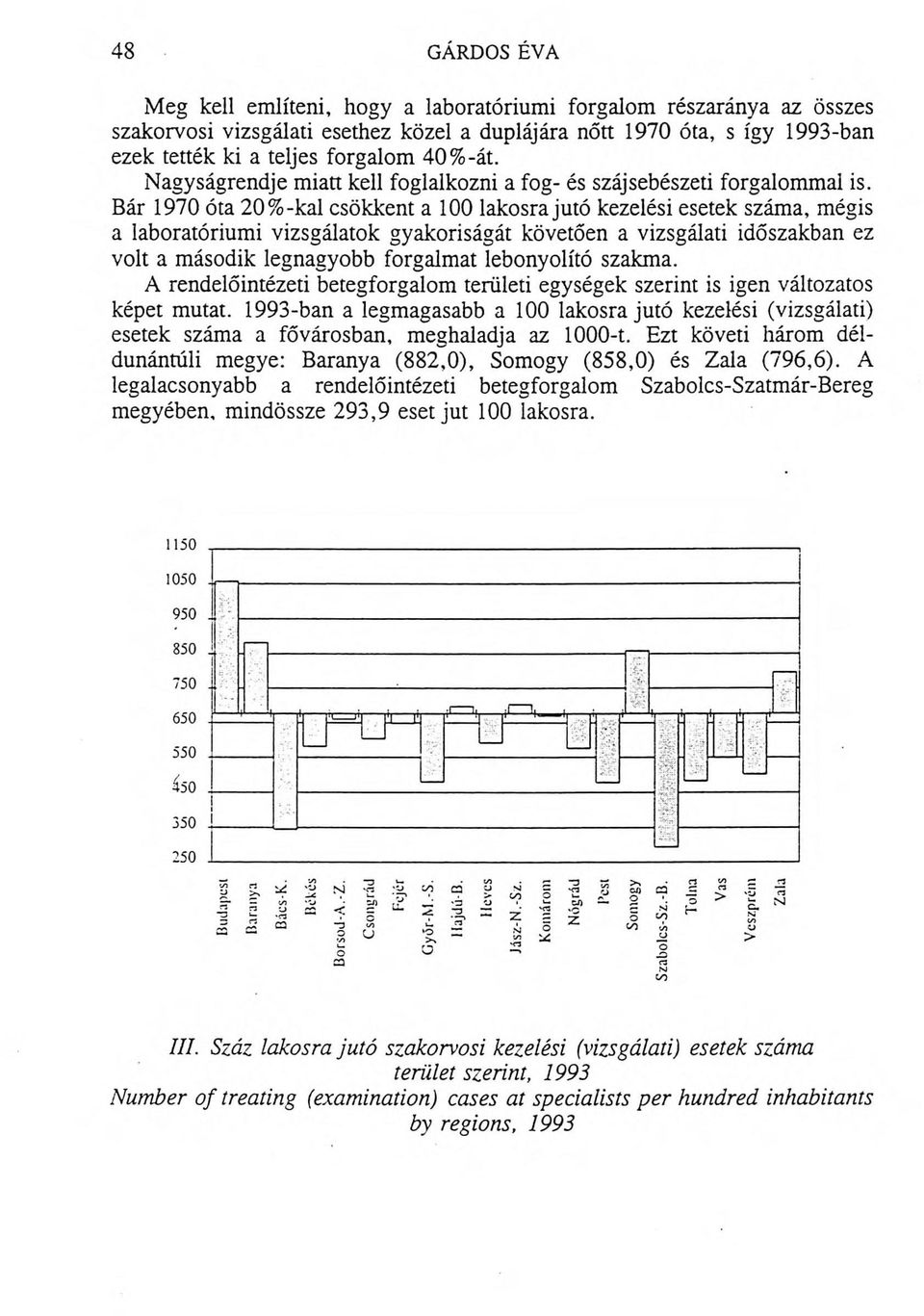 Bár 1970 óta 20% -kai csökkent a 100 lakosra jutó kezelési esetek száma, mégis a laboratórium i vizsgálatok gyakoriságát követően a vizsgálati időszakban ez volt a m ásodik legnagyobb forgalm at