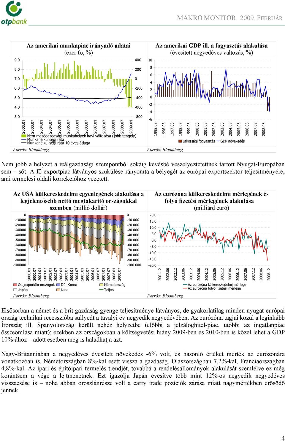 a fogyasztás alakulása (évesített negyedéves változás, %) 99. 99. 99. 999.... Lakossági fogyasztás Forrás: Bloomberg... GDP növekedés.