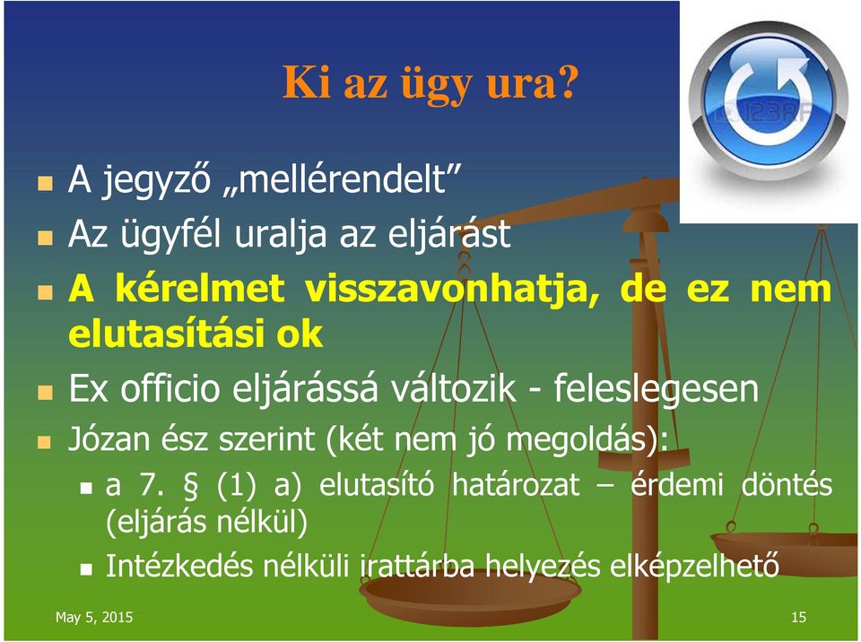 ez nem elutasítási ok Ex officio eljárássá változik - feleslegesen Józan ész