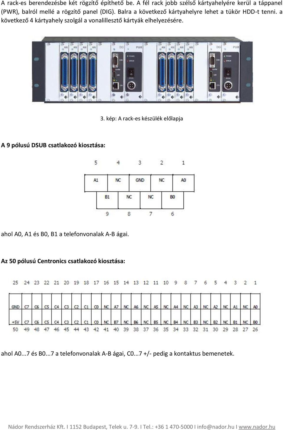 Balra a következő kártyahelyre lehet a tükör HDD-t tenni. a következő 4 kártyahely szolgál a vonalillesztő kártyák elhelyezésére. 3.