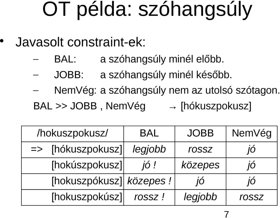 BAL >> JOBB, NemVég /hokuszpokusz/ => [hókuszpokusz] [hokúszpokusz] [hókuszpokusz]