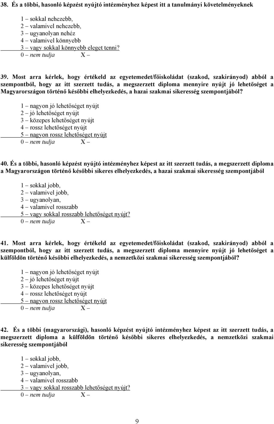 Most arra kérlek, hogy értékeld az egyetemedet/főiskoládat (szakod, szakirányod) abból a szempontból, hogy az itt szerzett tudás, a megszerzett diploma mennyire nyújt jó lehetőséget a Magyarországon