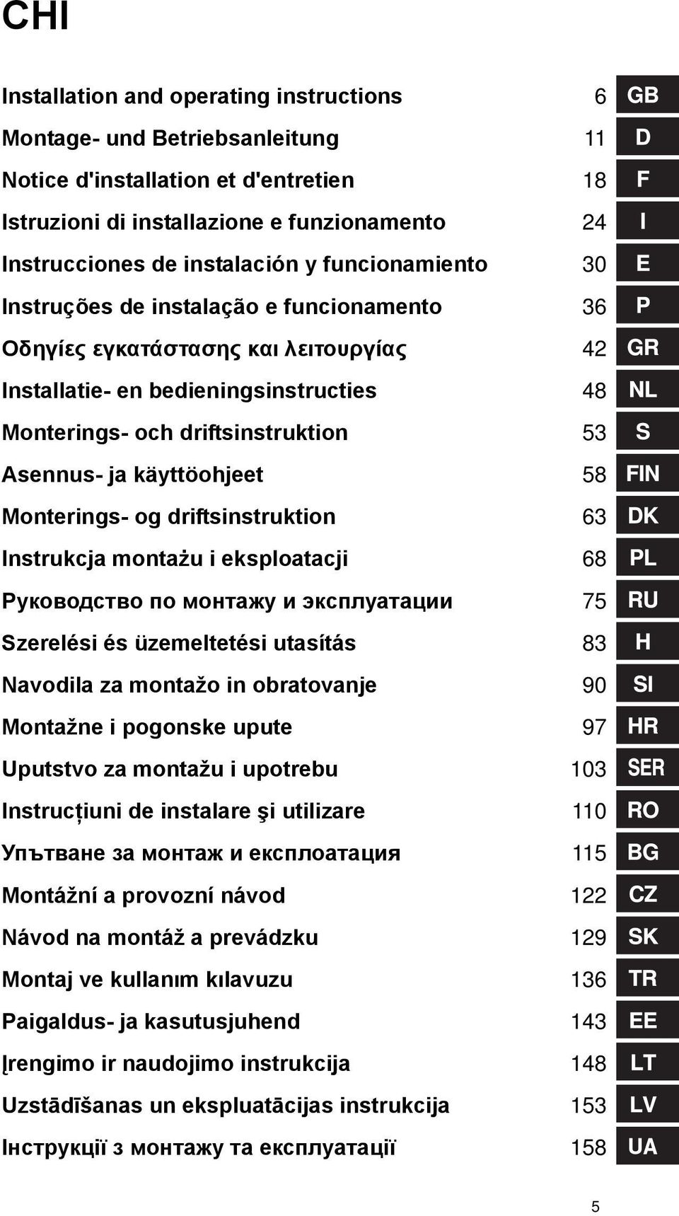 käyttöohjeet 58 Monterings- og driftsinstruktion 63 Instrukcja montażu i eksploatacji 68 Руководство по монтажу и эксплуатации 75 Szerelési és üzemeltetési utasítás 83 Navodila za montažo in