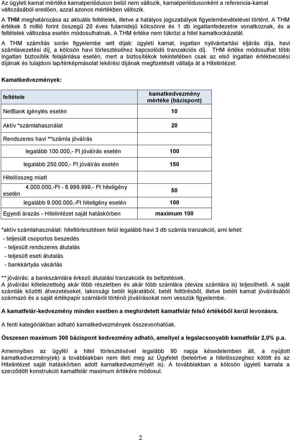 A THM értékek 5 millió forint összegű 20 éves futamidejű kölcsönre és 1 db ingatlanfedezetre vonatkoznak, és a feltételek változása esetén módosulhatnak.