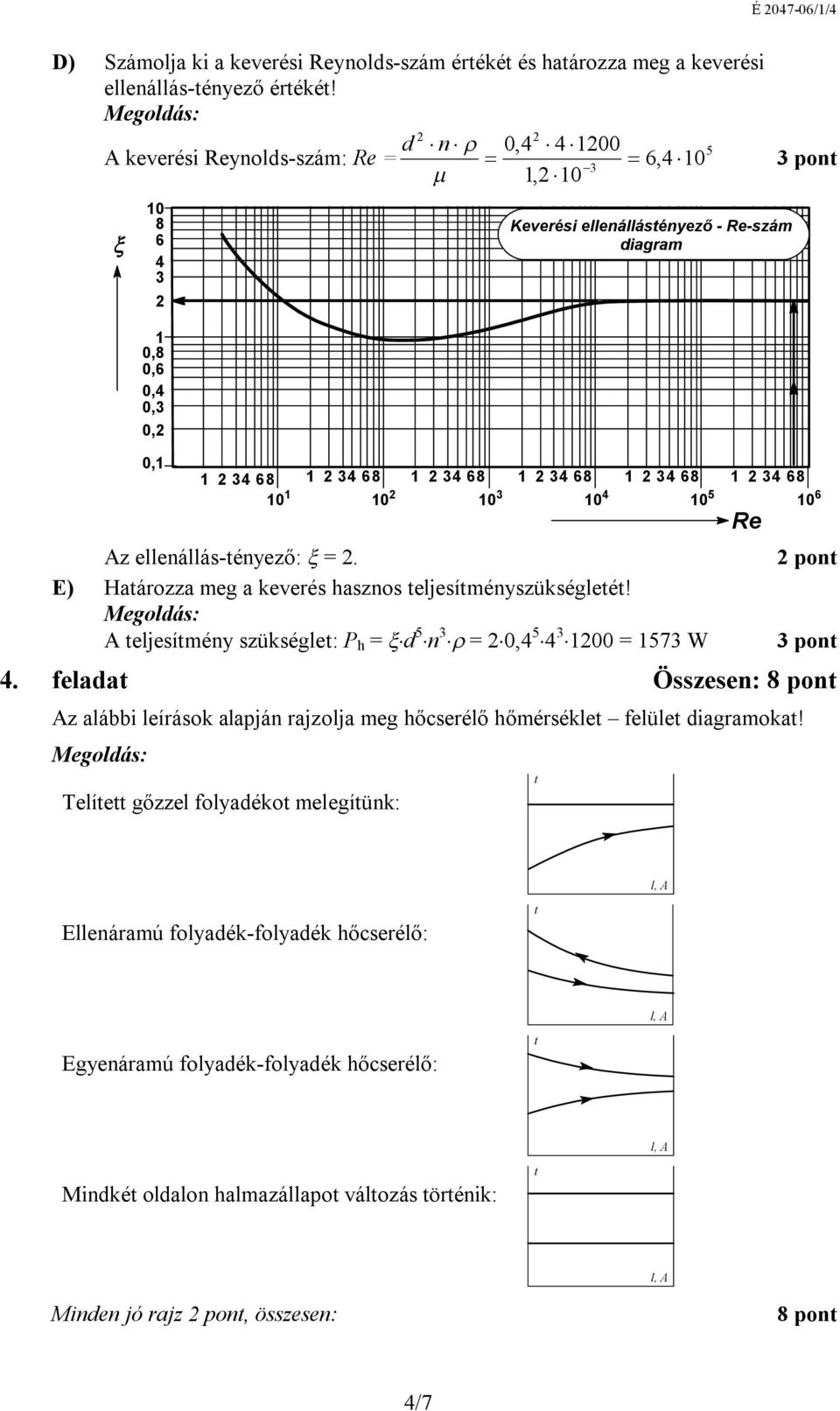 10 10 3 10 10 5 10 6 Az ellenállás-ényező: =. E) Haározza meg a keverés hasznos eljesíményszükségleé! A eljesímény szükségle: P h = d 5 n 3 = 0, 5 3 100 = 1573 W.