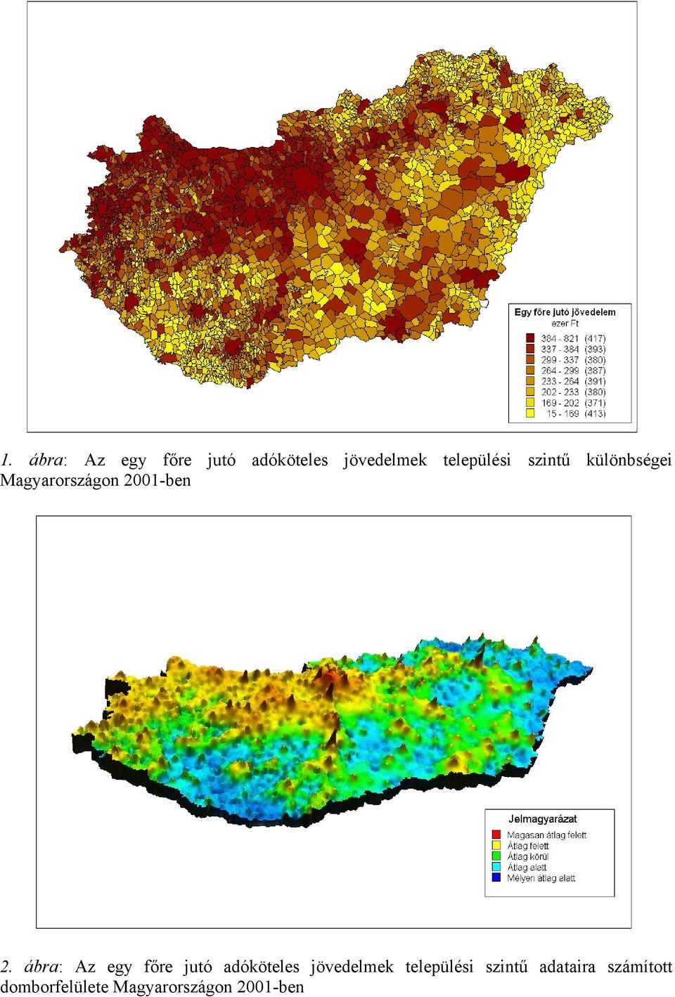 ábra: Az egy főre jutó adóköteles jövedelmek települési