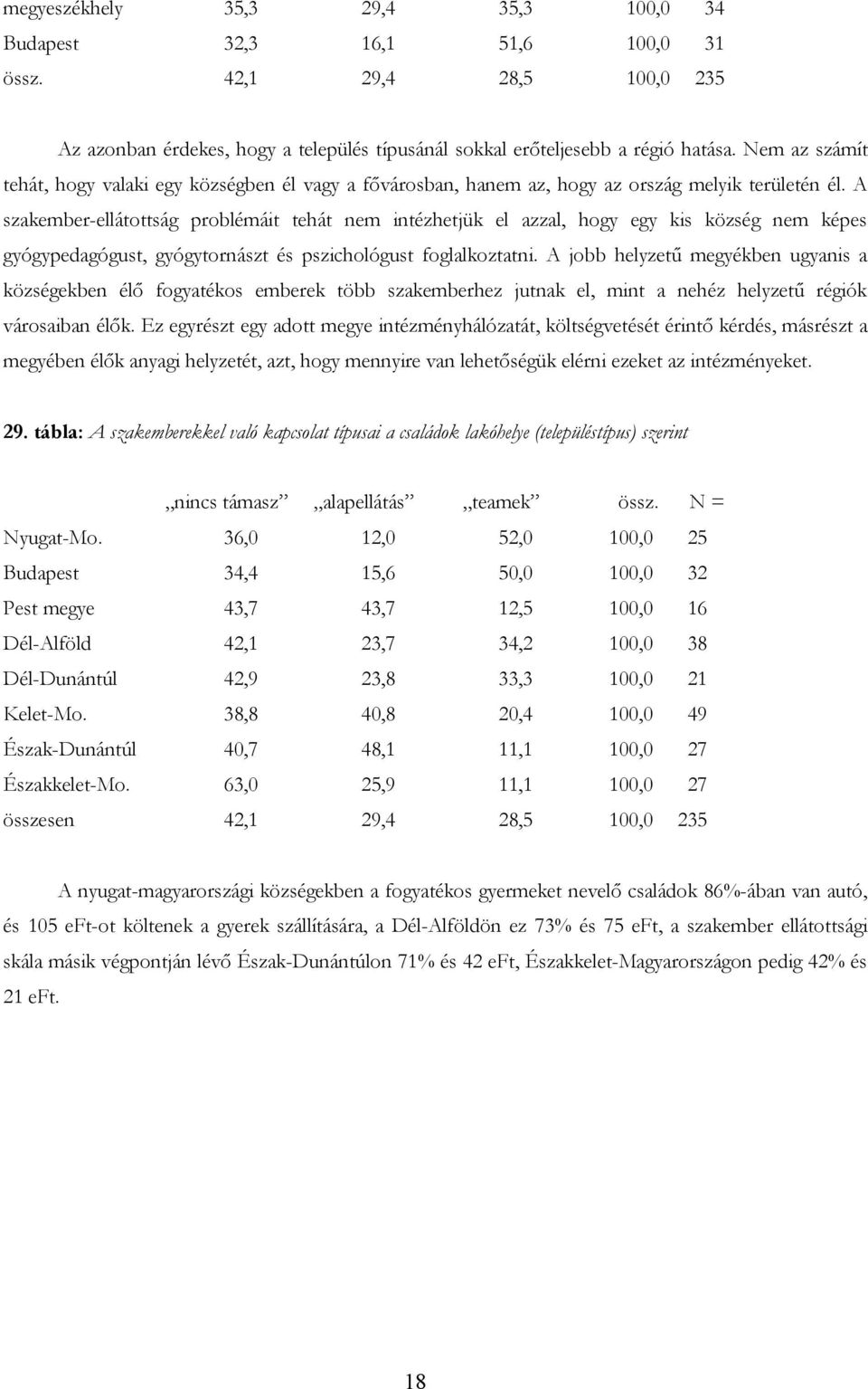 A szakember-ellátottság problémáit tehát nem intézhetjük el azzal, hogy egy kis község nem képes gyógypedagógust, gyógytornászt és pszichológust foglalkoztatni.