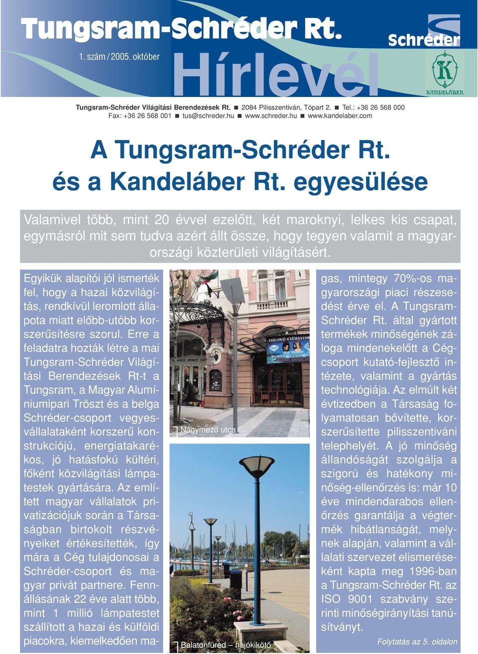 A Tungsram-Schréder Rt. és a Kandeláber Rt. egyesülése - PDF Free Download