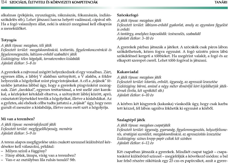 Totyogós A játék típusa: mozgásos, téli játék Fejlesztett terület: mozgáskoordináció, testtartás, figyelemkoncentráció és figyelemmegosztás, hátizom-erősítő szabadtéri játék Eszközigény: télen