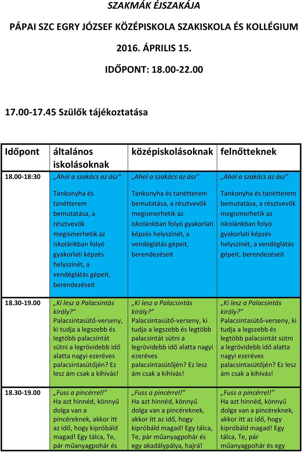 helyszínét, a vendéglátás gépeit, berendezéseit Tankonyha és tanétterem bemutatása, a résztvevők iskolánkban folyó gyakorlati képzés helyszínét, a vendéglátás gépeit, berendezéseit Tankonyha és