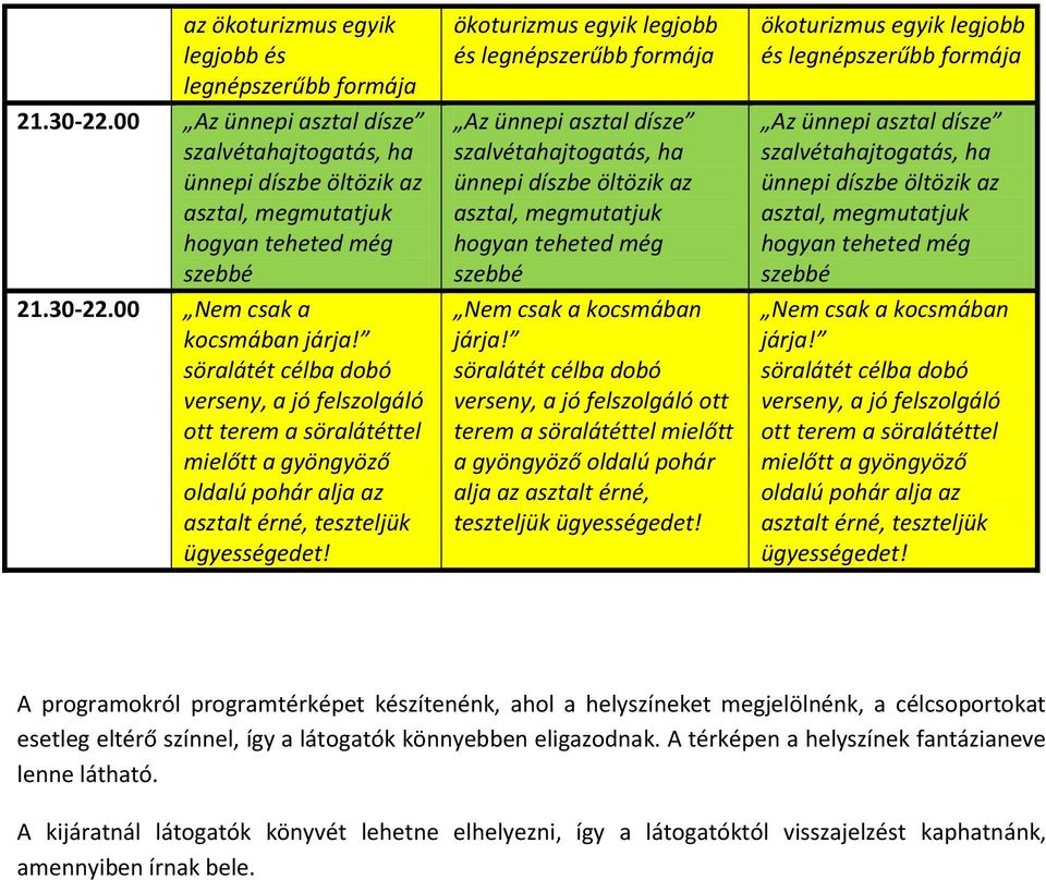 00 Nem csak a kocsmában ökoturizmus egyik legjobb és ott teszteljük ökoturizmus egyik legjobb és A programokról