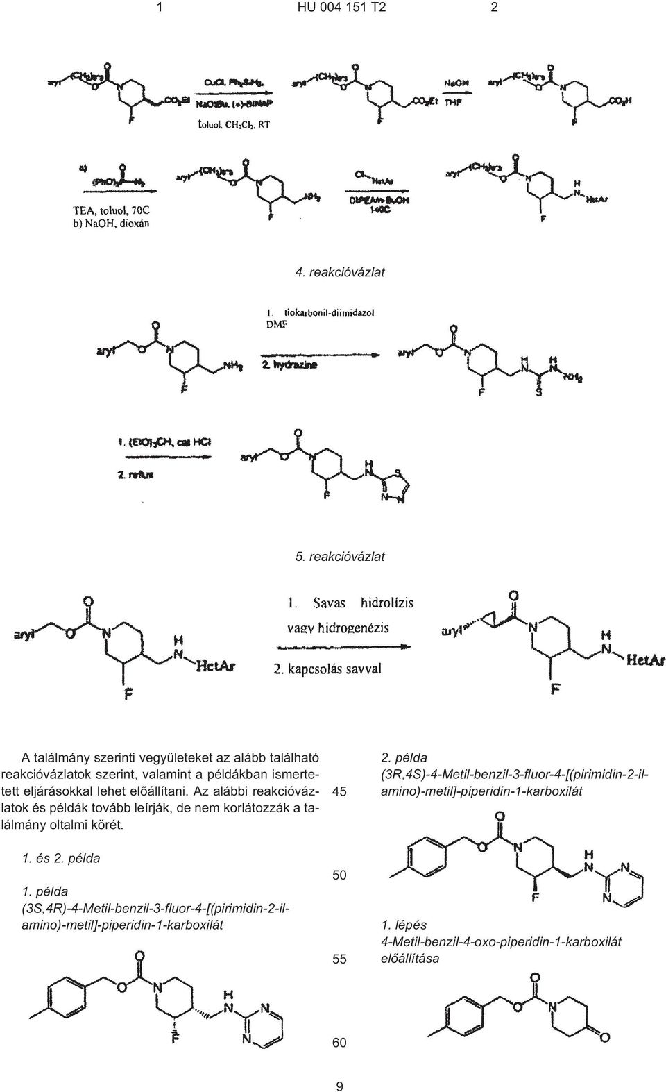 lehet elõállítani. Az alábbi reakcióvázlatok és példák tovább leírják, de nem korlátozzák a találmány oltalmi körét. 1. és 2. példa 1.