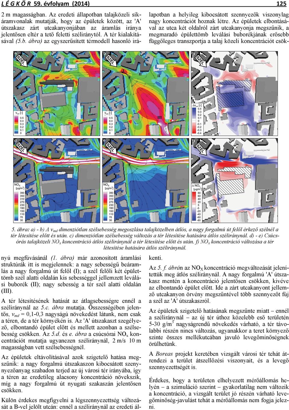 A tér kialakításával (5.b. ábra) az egyszerűsített térmodell hasonló irá- 125 lapotban a helyileg kibocsátott szennyezők viszonylag nagy koncentrációt hoznak létre.