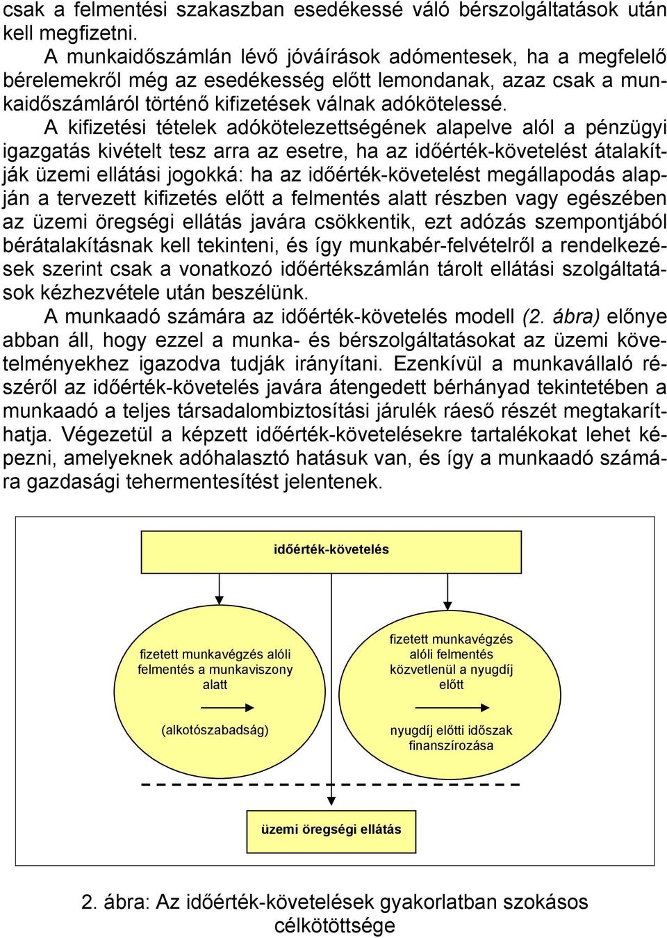 A kifizetési tételek adókötelezettségének alapelve alól a pénzügyi igazgatás kivételt tesz arra az esetre, ha az időérték-követelést átalakítják üzemi ellátási jogokká: ha az időérték-követelést