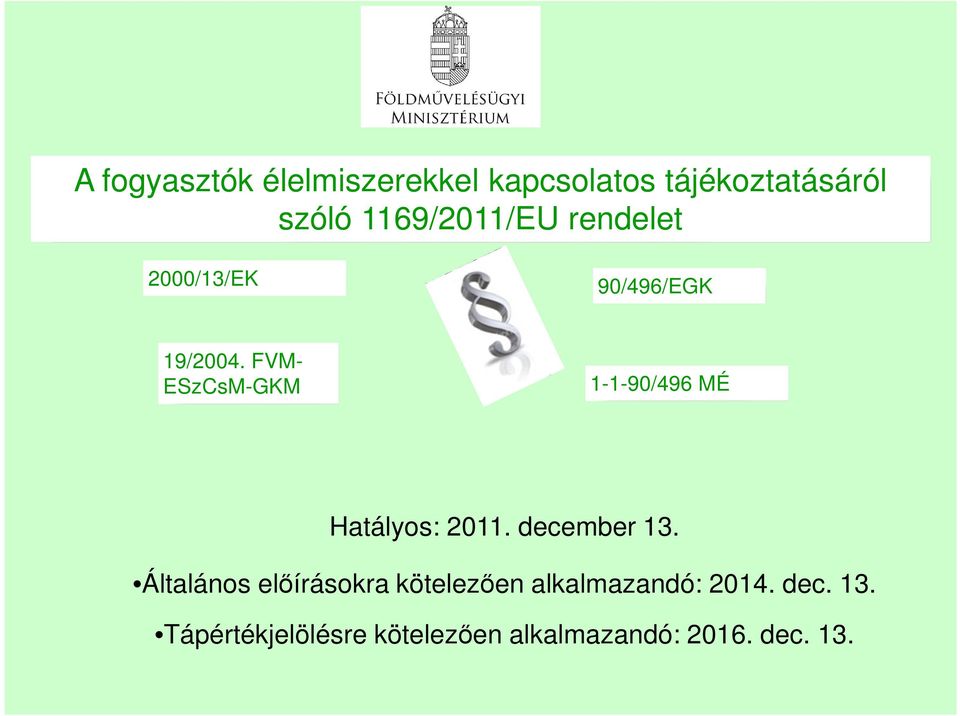 FVM- ESzCsM-GKM 1-1-90/496 MÉ Hatályos: 2011. december 13.