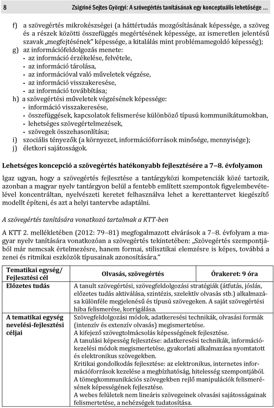 - az információ tárolása, - az információval való műveletek végzése, - az információ visszakeresése, - az információ továbbítása; h) a szövegértési műveletek végzésének képessége: - információ