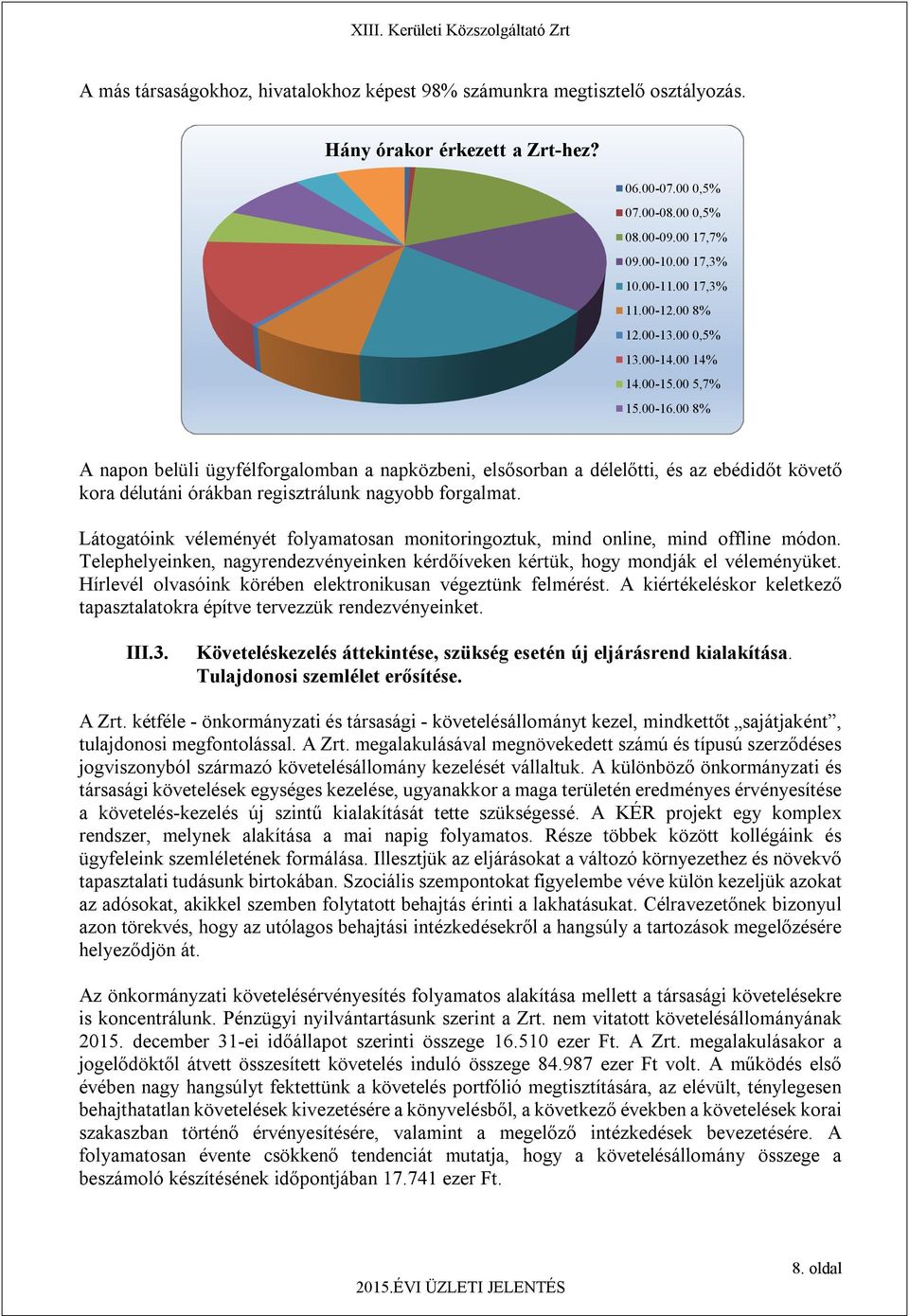 00 8% A napon belüli ügyfélforgalomban a napközbeni, elsősorban a délelőtti, és az ebédidőt követő kora délutáni órákban regisztrálunk nagyobb forgalmat.