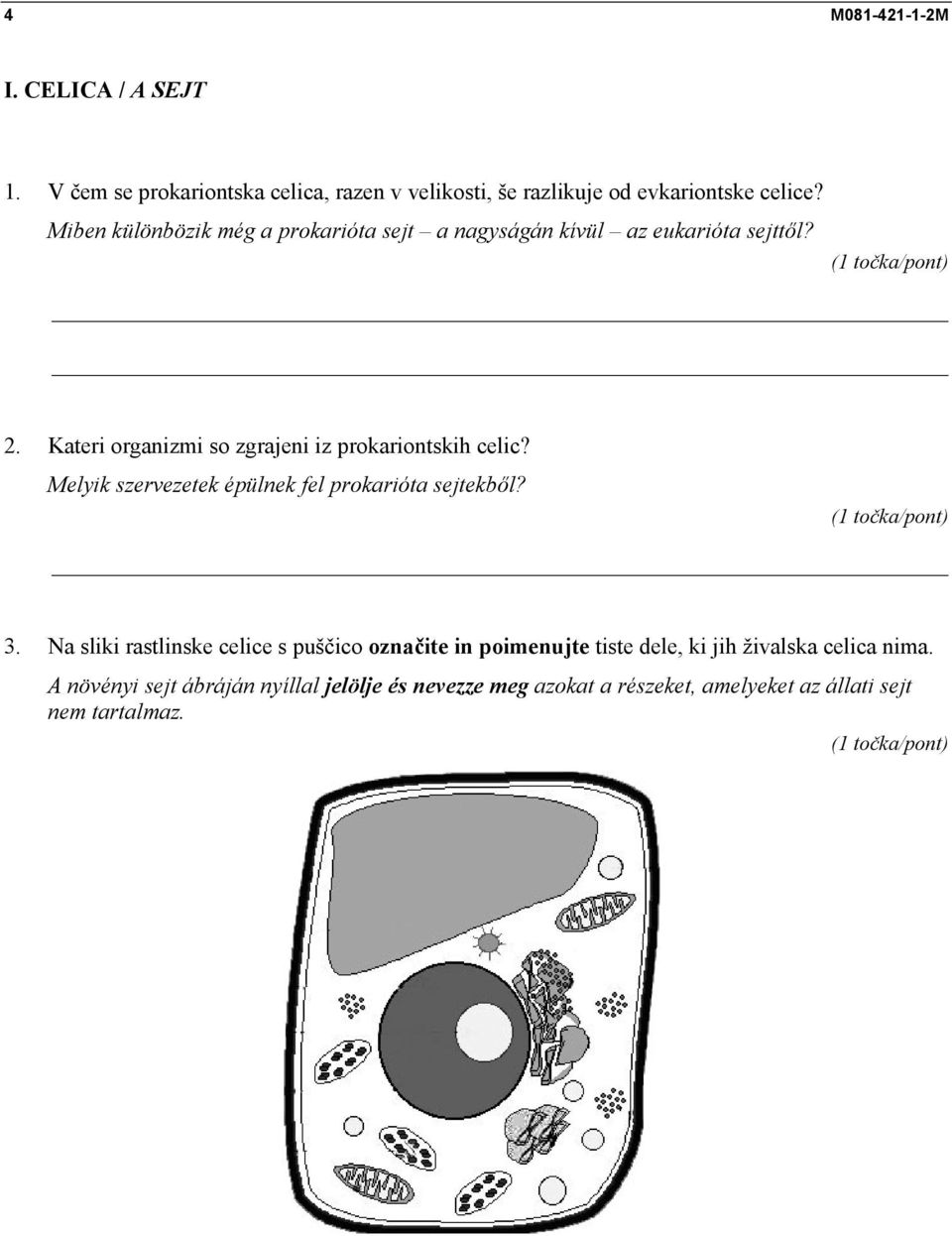 Kateri organizmi so zgrajeni iz prokariontskih celic? Melyik szervezetek épülnek fel prokarióta sejtekből? 3.