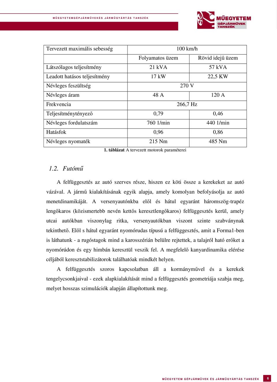 A jármű kialakításának egyik alapja, amely komolyan befolyásolja az autó menetdinamikáját.