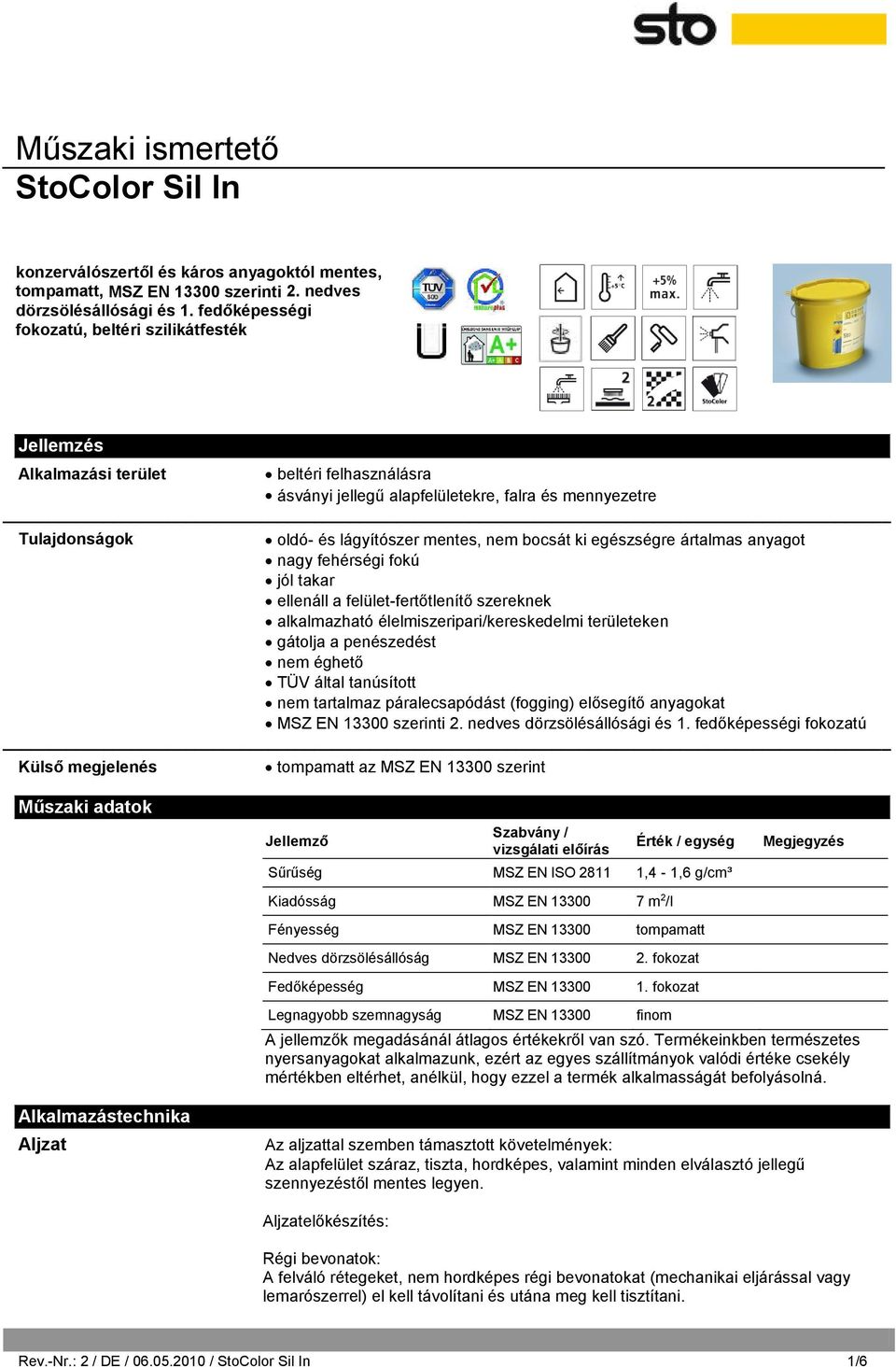 Műszaki ismertető StoColor Sil In - PDF Ingyenes letöltés