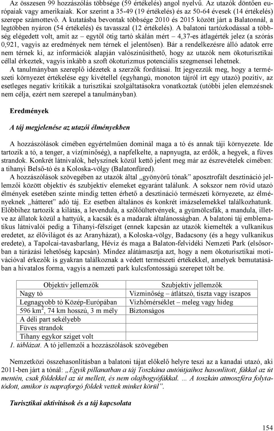 A kutatásba bevontak többsége 2010 és 2015 között járt a Balatonnál, a legtöbben nyáron (54 értékelés) és tavasszal (12 értékelés).