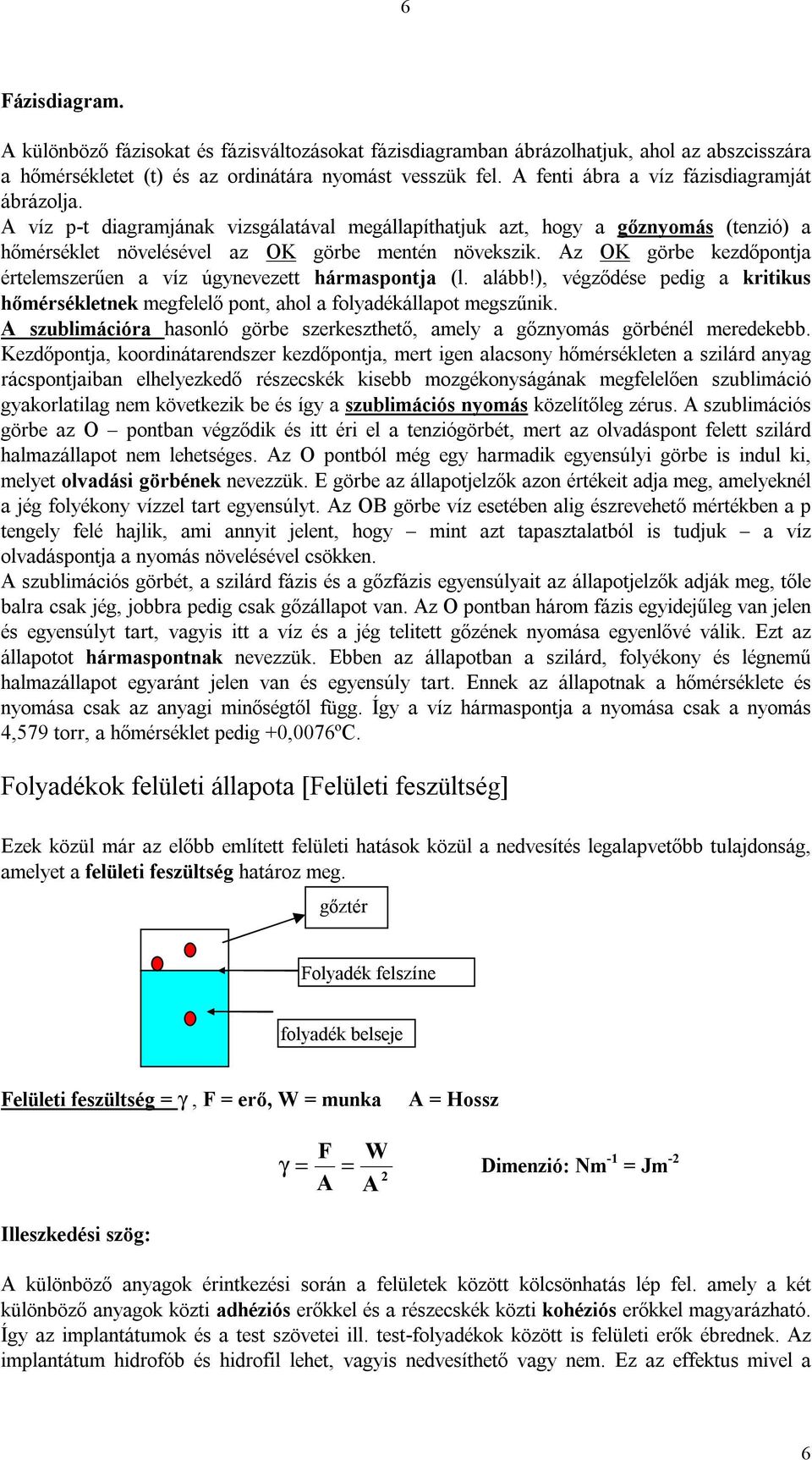 lább!), végződése pedig kritikus hőmérsékletnek megfelelő pont, hol folydékállpot megszűnik. A szublimációr hsonló görbe szerkeszthető, mely gőznyomás görbénél meredekebb.