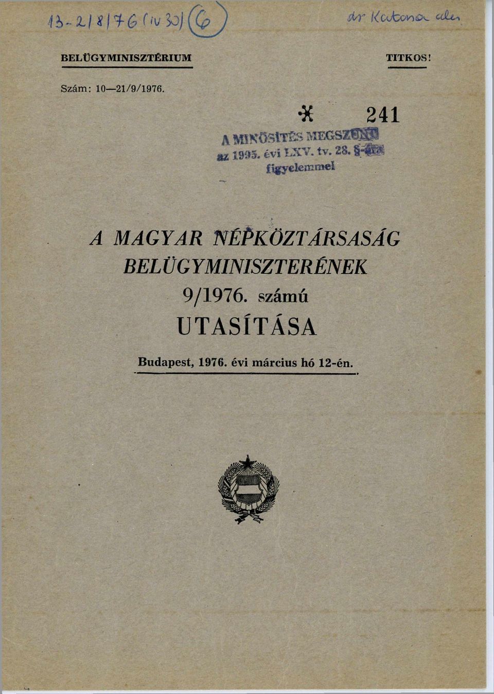 A MAGYAR NÉPKÖZTÁRSASÁG