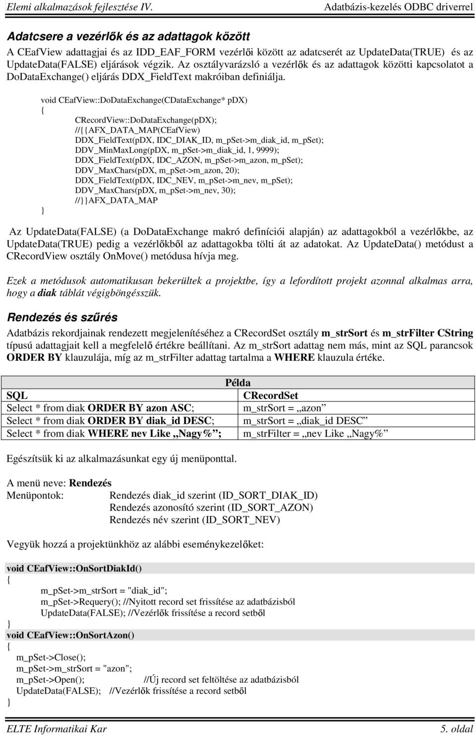 Adatbázis-kezelés ODBC driverrel - PDF Free Download